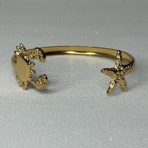 🦀Gold Stainless SteelCrab & Starfish Cuff Bracelet | Coastal Charm/Vacation Gift